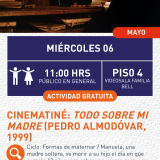 Cartel informativo mostrando una persona sobre un escenario realizando una obra