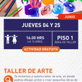 Cartel informativo mostrando una pintura llena con manos de colores