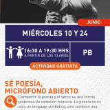 Cartel informativo mostrando la imagen en blanco y negro de una persona haciendo señas