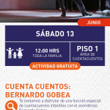 Cartel informativo mostrando una persona en un escenario usando una mascara de lobo roja