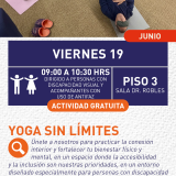 Cartel informativo mostrando a varias personas realizando ejercicios de yoga