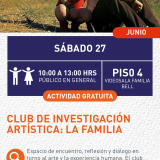 Cartel informativo mostrando a dos personas recargadas una con la otra, con caras que muestran preocupación.