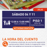 Cartel informativo mostrando varios libros de cuentos infantiles