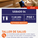 Cartel informativo mostrando un niño tratando de alcanzar un sartén que esta en la cocina