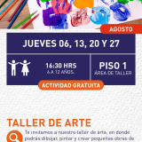 Cartel informativo mostrando una pintura llena con manos de colores