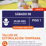 Cartel informativo mostrando varios bebés sentados en una guardería 