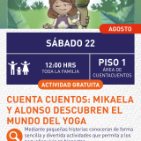 Cartel informativo mostrando un dibujo de dos niños los cuales son los protagonistas del cuento