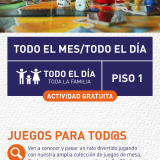 Cartel informativo mostrando varias figuras coloridas de diferentes juegos de mesa