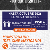 Cartel informativo mostrando el titulo del evento con estilo terrorífico 