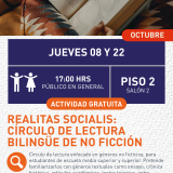 Cartel informativo mostrando un libro abierto 