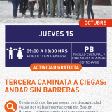 Cartel informativo mostrando un grupo de personas posando para la foto, mientras todos usan "cubreojos"
