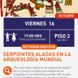 Cartel informativo mostrando un dibujo de una civilización antigua 