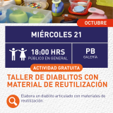Cartel informativo mostrando varios elementos decorativos para hacer manualidades