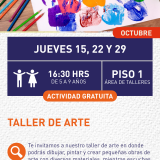 Cartel informativo mostrando un dibujo de manos pintadas coloridas