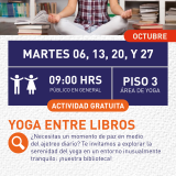 Cartel informativo mostrando una persona haciendo ejercicios de meditación