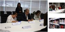 Firma del contrato de las donadoras, la Sra. Gema Araceli Rodríguez de Lara y la Sra. Albertina de Lara Gutiérrez.