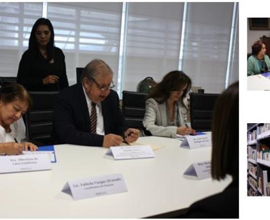 Firma del contrato de las donadoras, la Sra. Gema Araceli Rodríguez de Lara y la Sra. Albertina de Lara Gutiérrez.