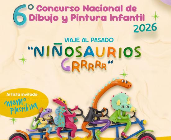 cartel informativo mostrando unos dinosaurios en plastilina 
