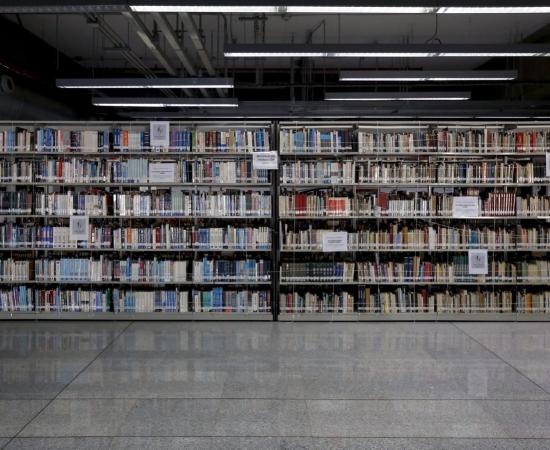 mostrando una estantería de libros