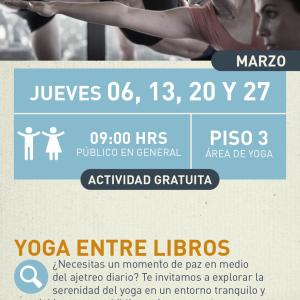 cartel informativo mostrando a varias personas haciendo yoga