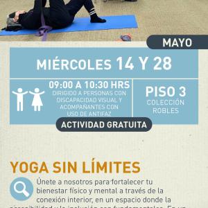 cartel informativo mostrando a personas haciendo yoga