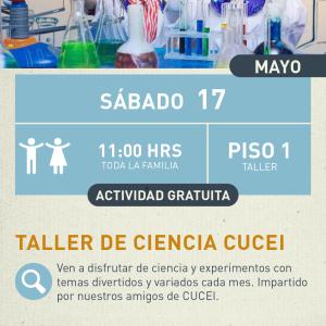 cartel informativo mostrando a unos niños con batas