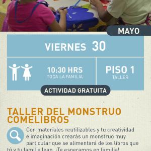 cartel informativo mostrando a dos niños con una caja 