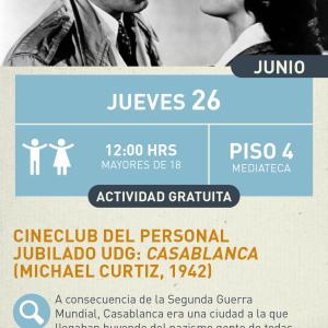 Cartel informativo mostrando a  dos actores de la pelucula casa blanca