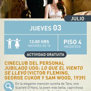Cartel informativo mostrando una pareja de personas, vistiendo ropa elegante en lo que parece ser una habitacion decorada del mismo tema elegante.