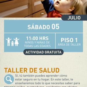 Cartel informativo mostrando un niño pequeño tratando de alcanzar una sarten de la estufa