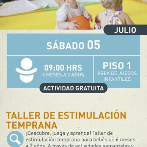 Cartel informativo mostrando a varios niños de 1 a 2 años estando en una guarderia