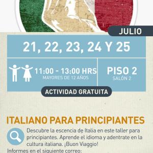 Cartel informativo mostrando un ademan italiano como logo de la bandera italiana