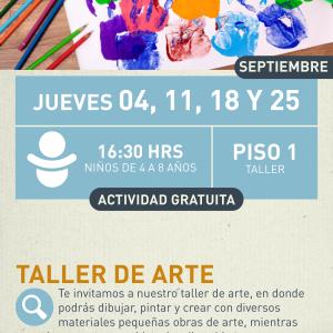 Cartel informativo mostrando una pintura con multiples manos coloridas
