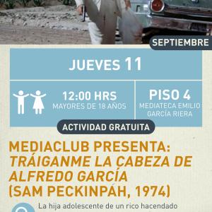Cartel informativo mostrando a un personaje masculino que va de traje de la pelicula 