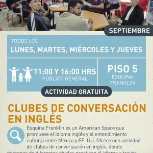 Cartel informativo mostrando un grupo de personas sentados en un curso