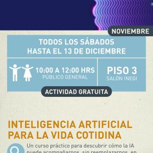 Inteligencia artificial para la vida cotidiana Cartel informativo mostrando un dibujo colorido de la silueta de una persona, el dibujo hecho con lineas
