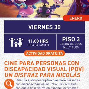 Cartel informativo mostrando el dibujo de varios personajes de la pelicula, todos con aspecto infantil y colorido