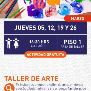 Cartel informativo mostrando una pintura llena con manos de colores