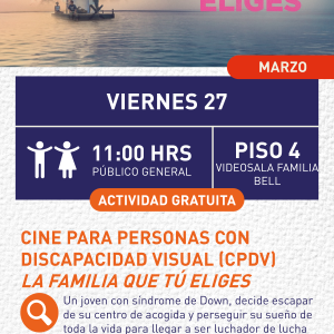 Cartel informativo mostrando un bote en un oceano mientras que en el cielo se ven las imagenes difuminadas de tres personas