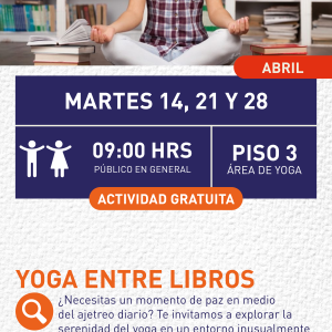 Cartel informativo mostrando una persona sentada meditando