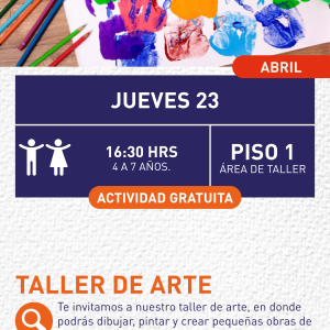 Cartel informativo mostrando una pintura llena con manos de colores