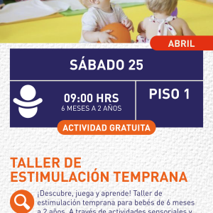 Cartel informativo mostrando varios bebés sentados en una guardería 