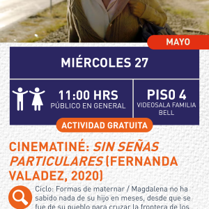 Cartel informativo mostrando una persona de edad mayor, triste, caminando por una calle sola