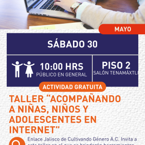 Cartel informativo mostrando las manos de una persona realizando trabajos en una laptop