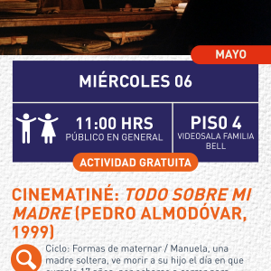 Cartel informativo mostrando una persona sobre un escenario realizando una obra