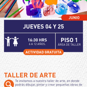 Cartel informativo mostrando una pintura llena con manos de colores