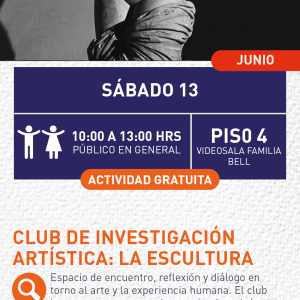 Cartel informativo mostrando el dorso de una escultura de piedra