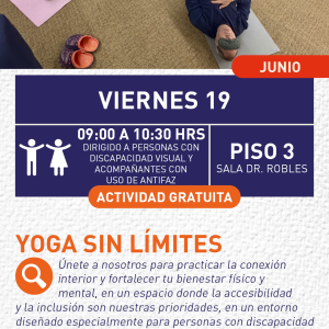Cartel informativo mostrando a varias personas realizando ejercicios de yoga