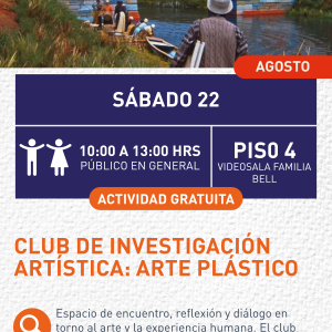 Cartel informativo mostrando un puente hecho de ladrillos coloridos mientras varias personas lo observan desde lejos