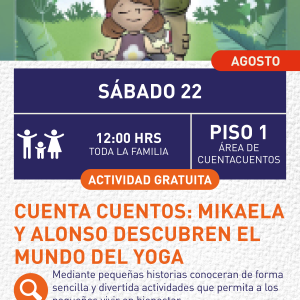 Cartel informativo mostrando un dibujo de dos niños los cuales son los protagonistas del cuento